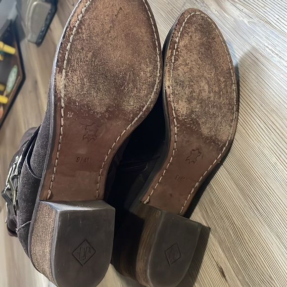 Donald Pliner Dorria Boots Mid-Calf Brown Suede Womens 9.5 Silver Buckles - Picture 8 of 10